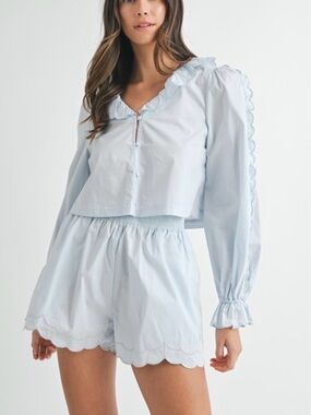 Antonina Scalloped Short And Blouse Set - Women